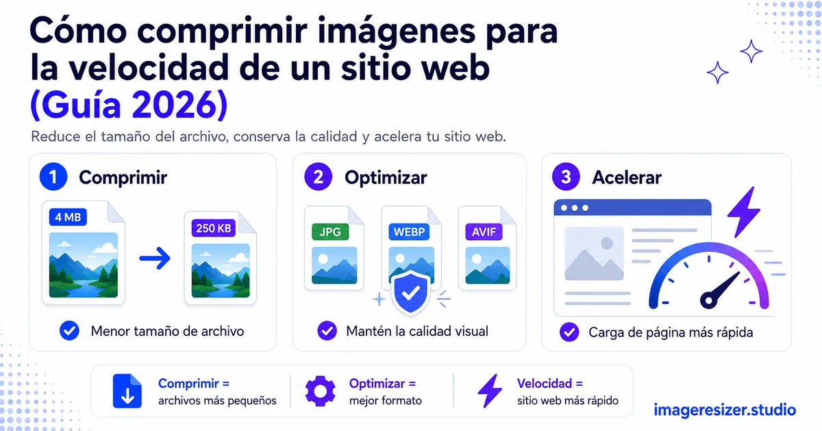 Cómo comprimir imágenes para la velocidad de un sitio web (Guía 2026)