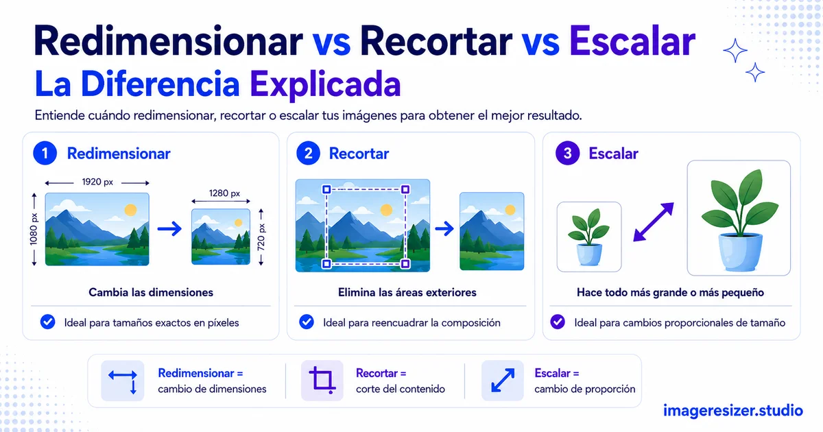 Redimensionar vs Recortar vs Escalar: La Diferencia Explicada