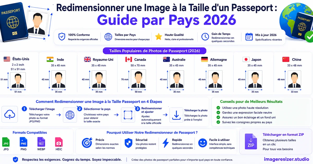 Redimensionner une Image à la Taille d'un Passeport : Guide par Pays 2026