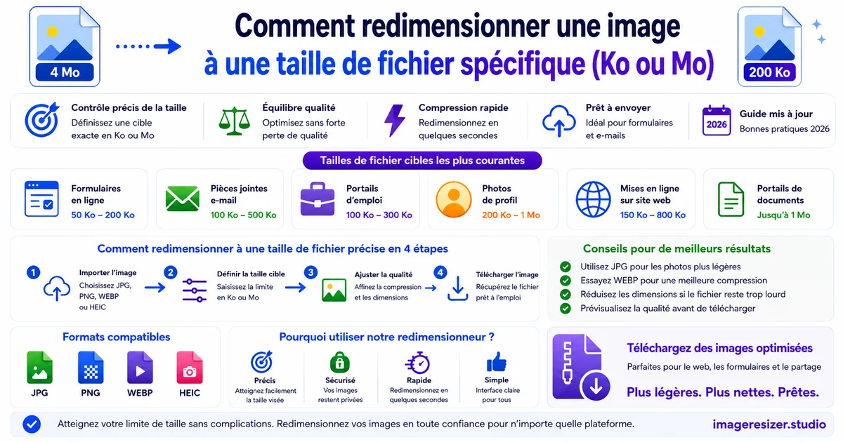 Comment redimensionner une image à une taille de fichier spécifique (Ko ou Mo)